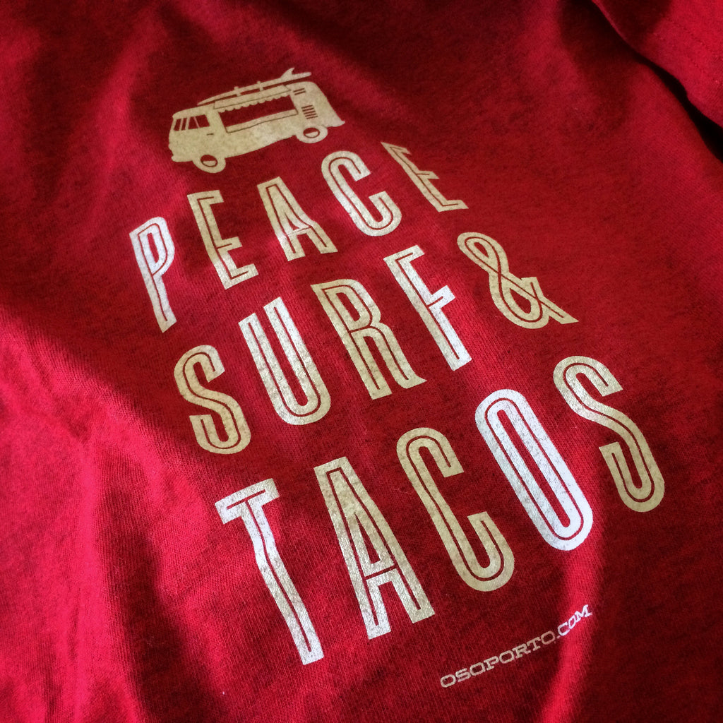 vw bus t-shirt surf van Peace Surf Tacos