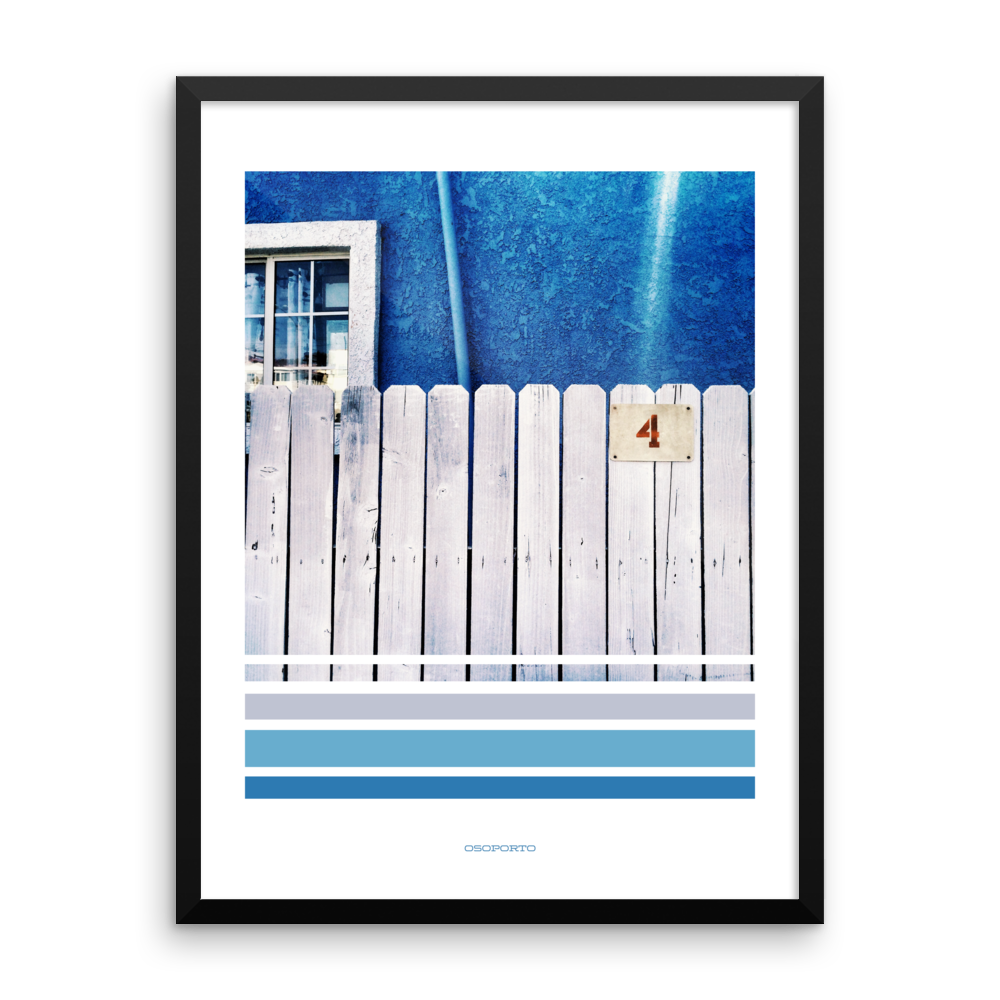 blue graphic poster with photography architecture 