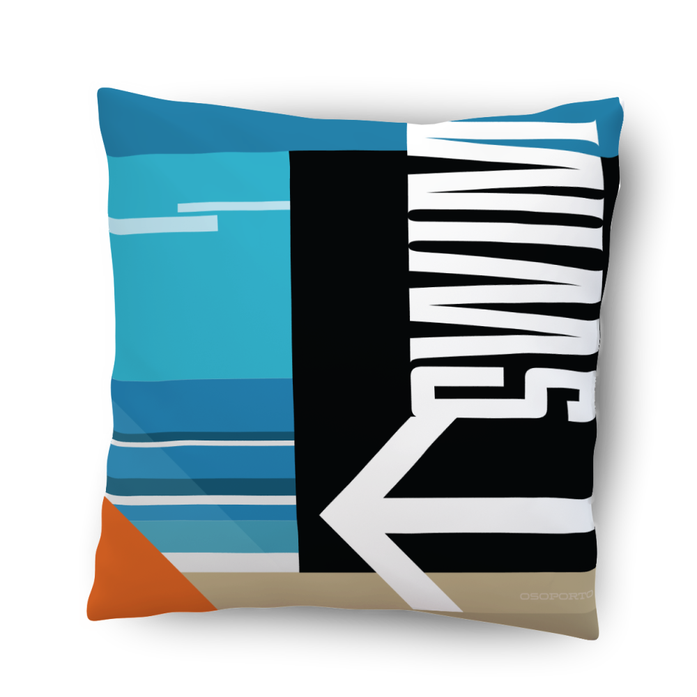 Swim or Surf California pillow home decor based on beach sign