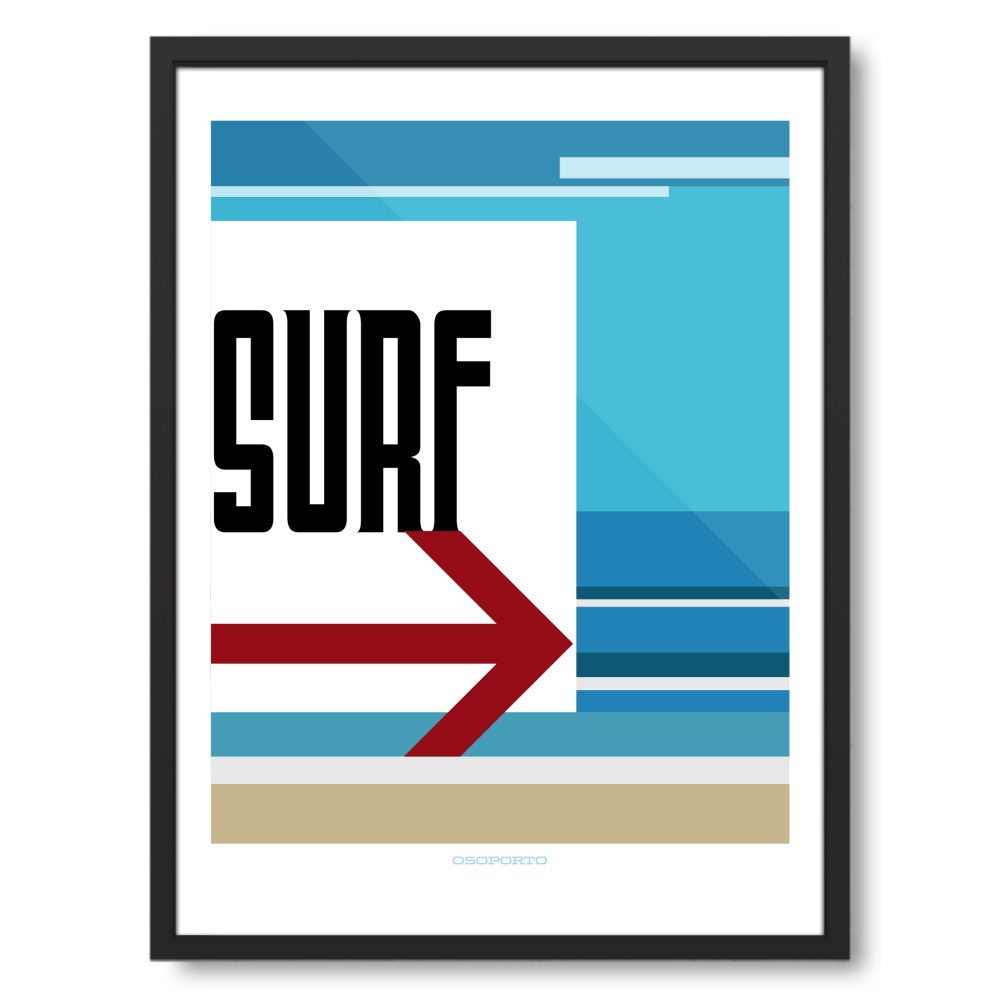 18x24 framed - Swim or Surf California beach sign poster set