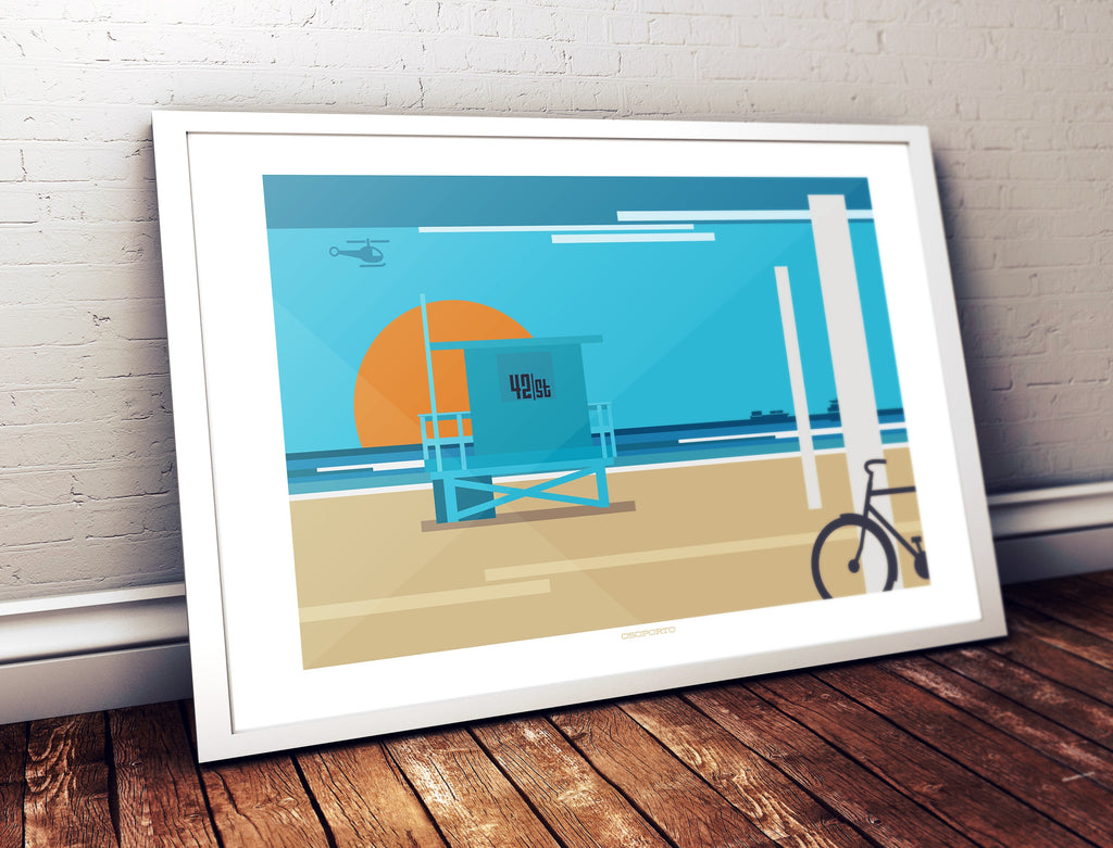 california modernist beach art lifeguard house print