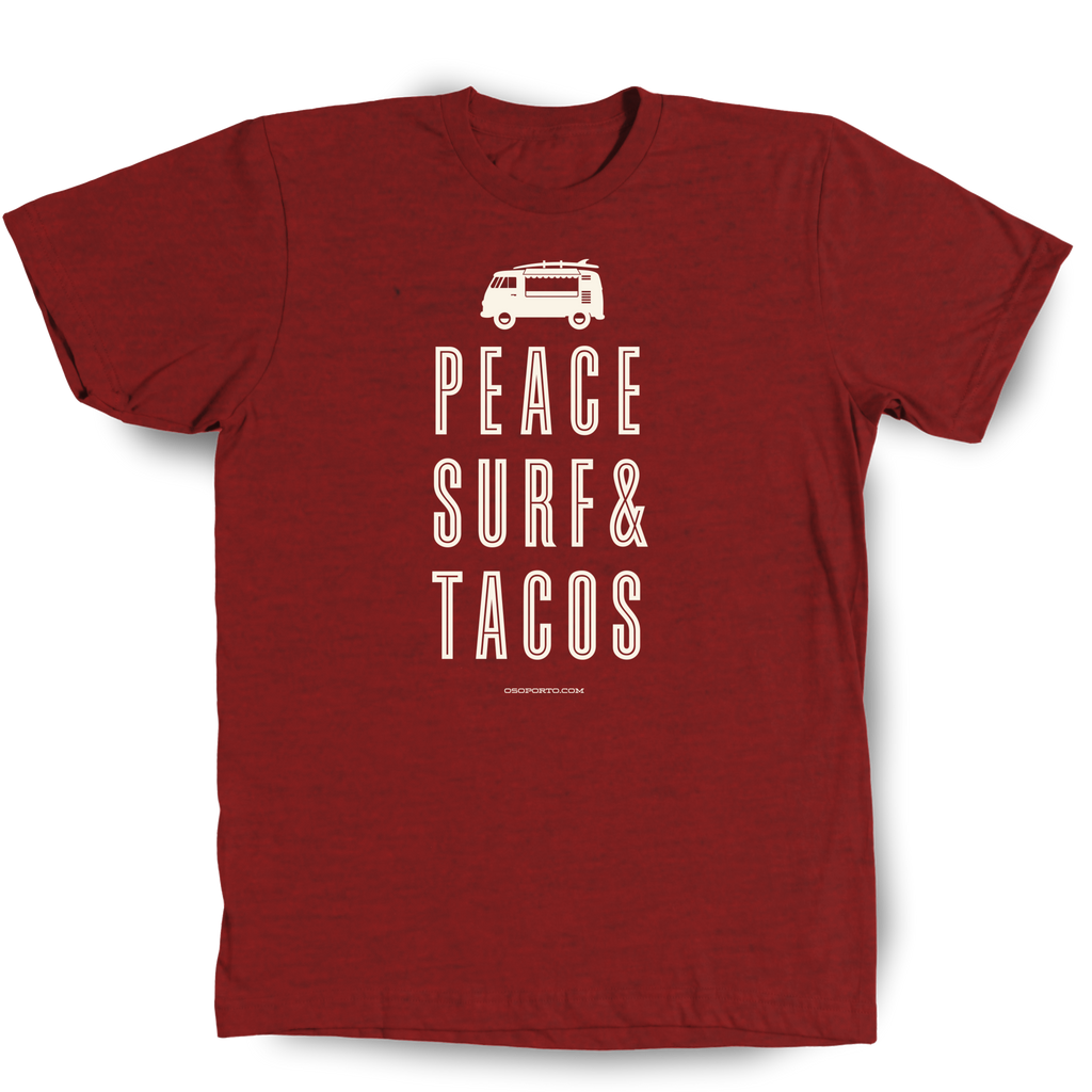 Peace Surf Tacos Antique Red Classic Fit T