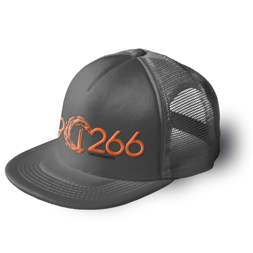 902662 trucker cap | gray and orange