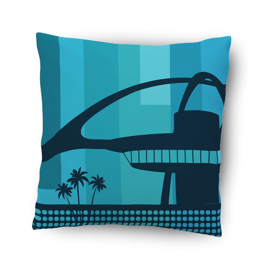 LAX Airport mid century modern theme building pillow