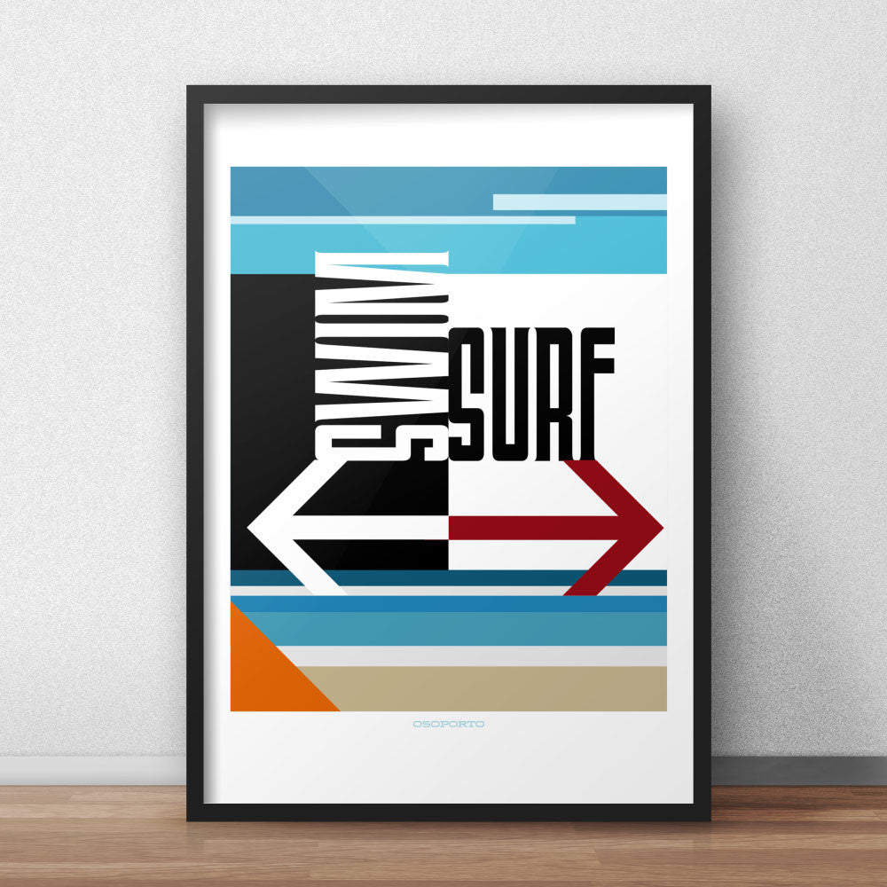 Swim or Surf modern minimal California art poster