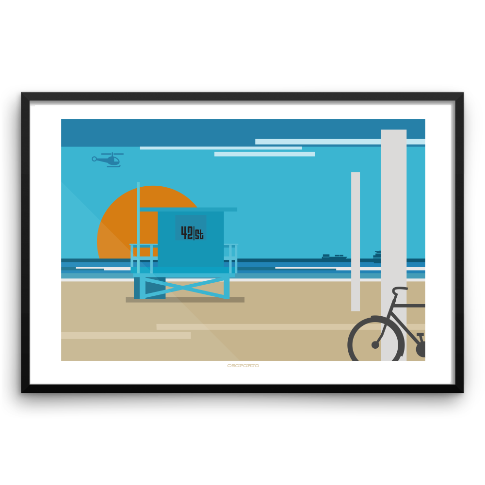 midcentury modern lifeguard house beach art print
