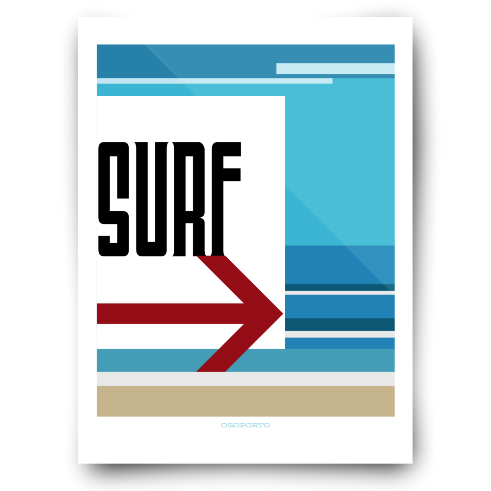 18x24 unframed - California Beach Swim Surf Sign art poster