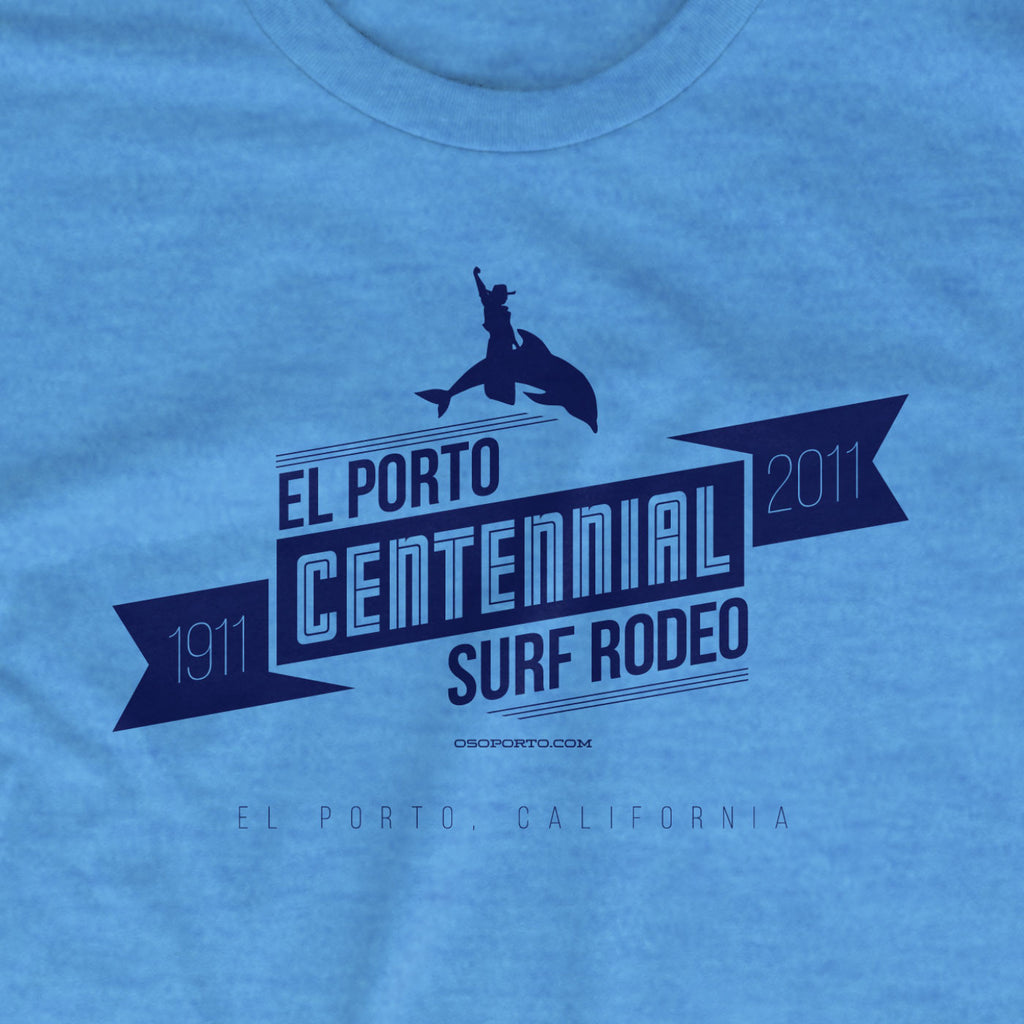 cowboy rides a dolphin Surf Rodeo t-shirt design