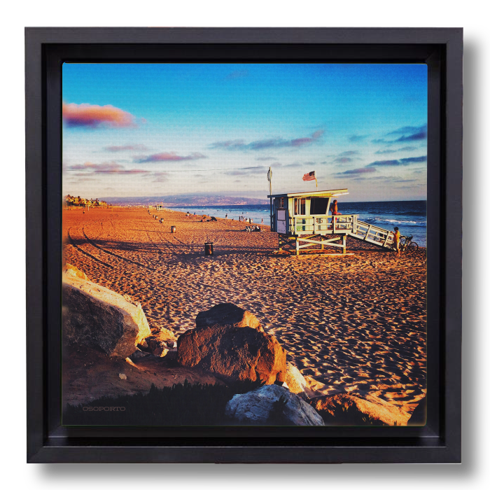 Beach decor photography canvas framed print: California lifeguard tower
