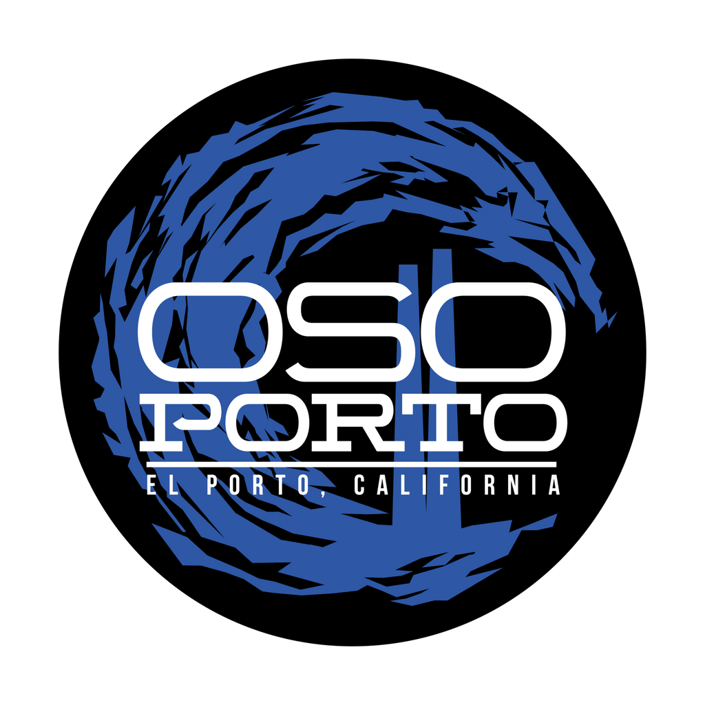 OsoPorto logo circle waves El Porto, California sticker design